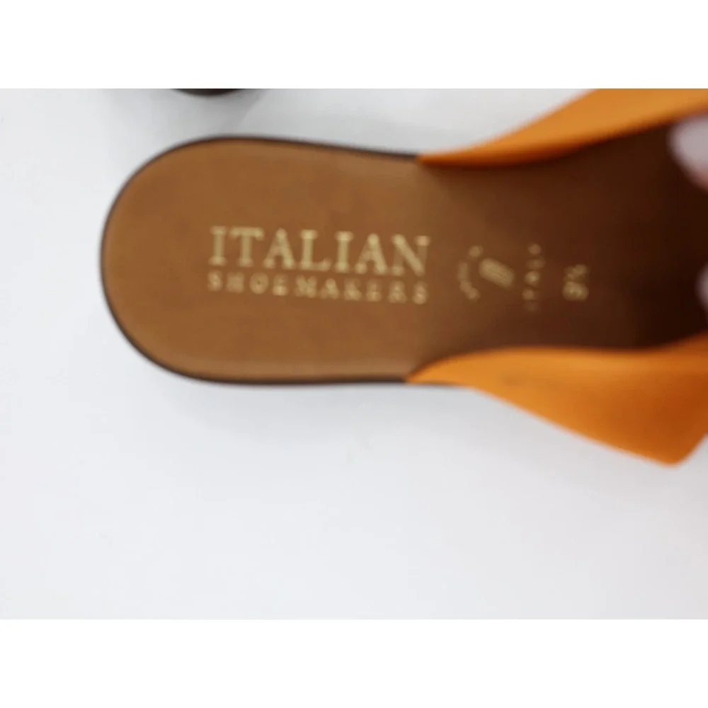 Italian Shoemakers Afia Orange Stretch Thong Sandals Slip On Italy 9.5